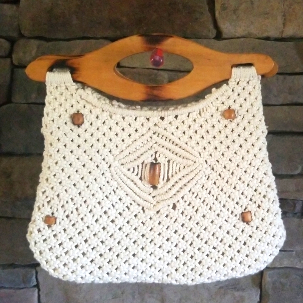 Macrame Vintage Handbag / Handmade Bag.
